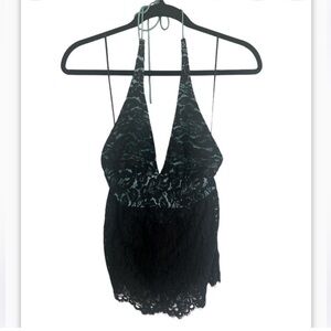 Trina Turk Black Lace Halter Top